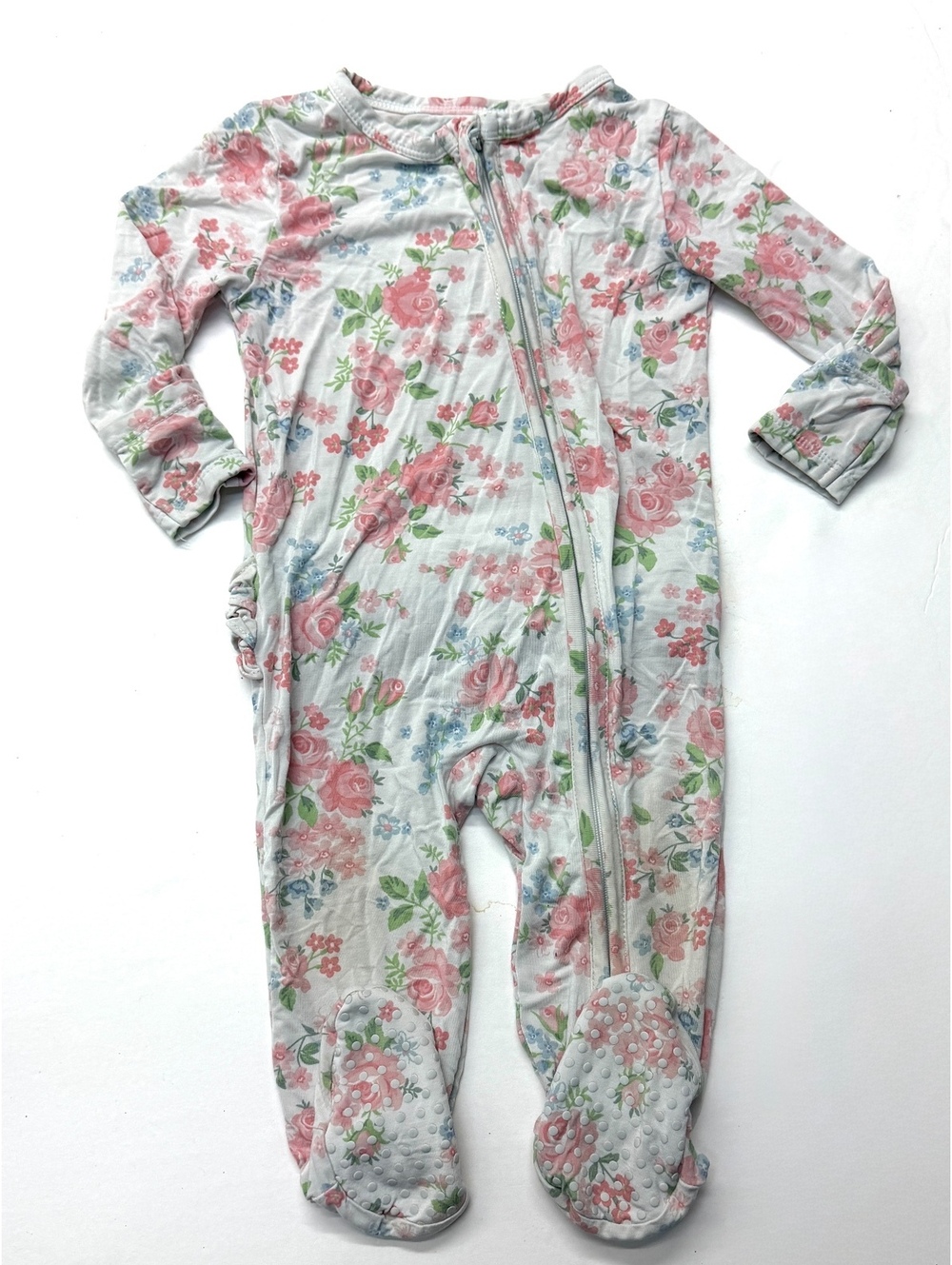 Angel Dear Bamboo Floral Zip Footie Sleeper 6 to 9 Months